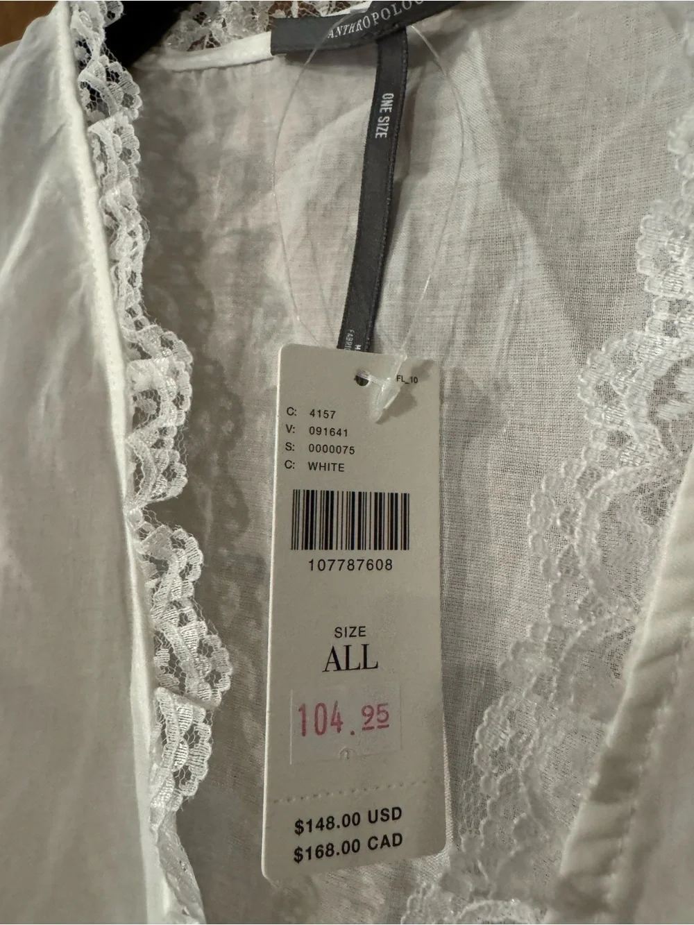 By Anthropologie Eyelet Tie-Front Long-Sleeve Blouse